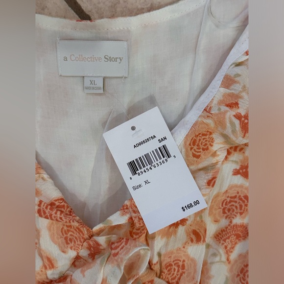 Anthropologie A Collective Story Piper Peach & Cream Floral Maxi Dress NWT $168 - Picture 6 of 7